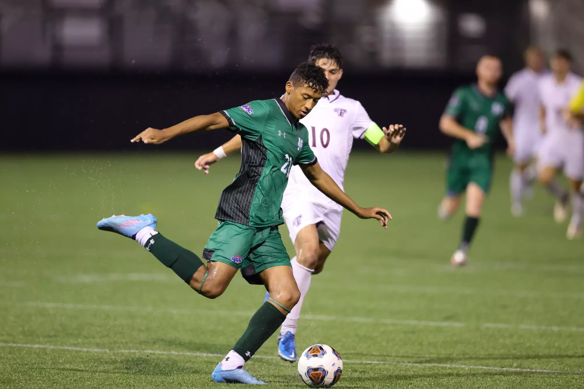 Vladimir Lee clears the ball against Fordham