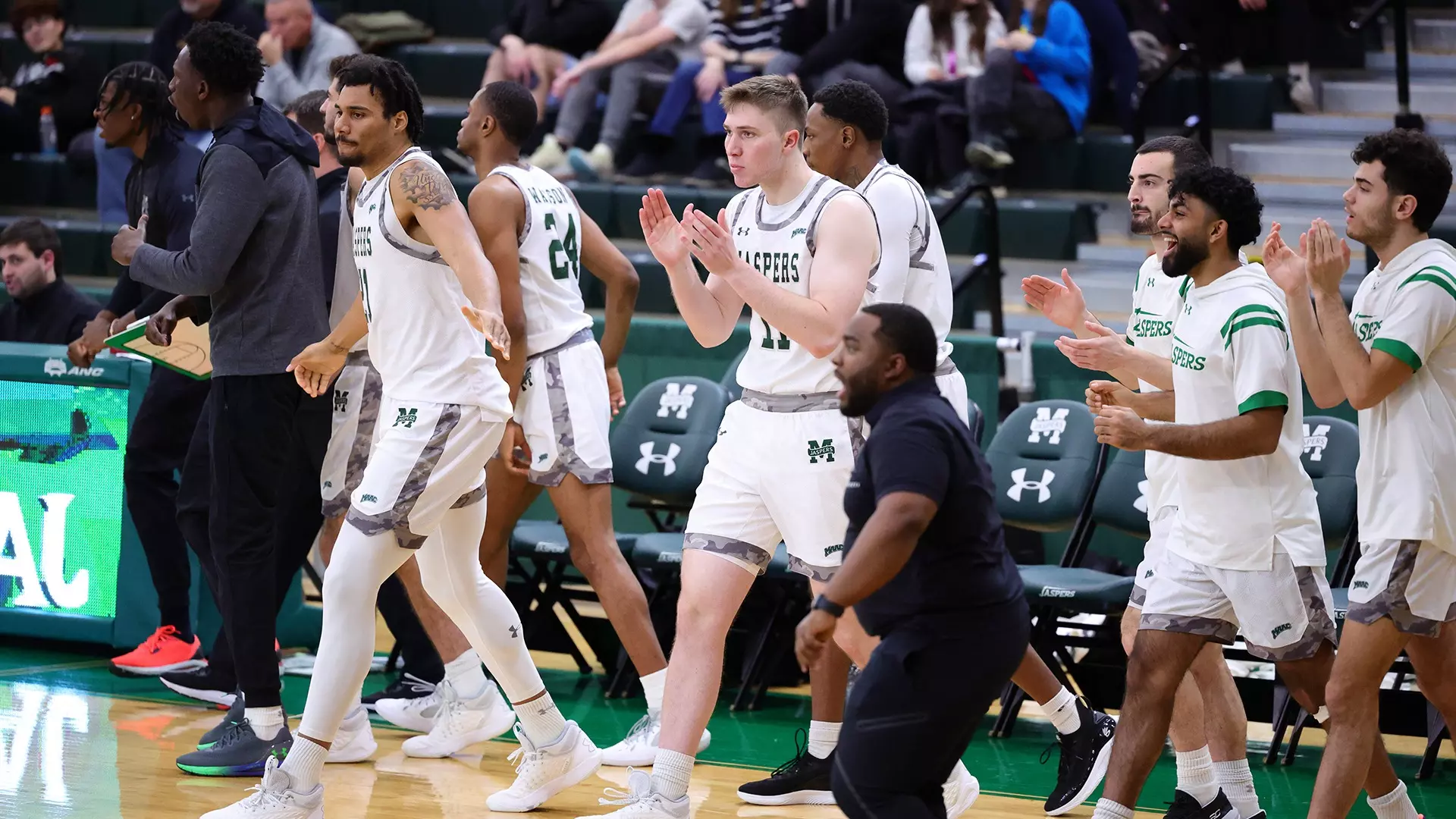 Bench celebrating before timeout