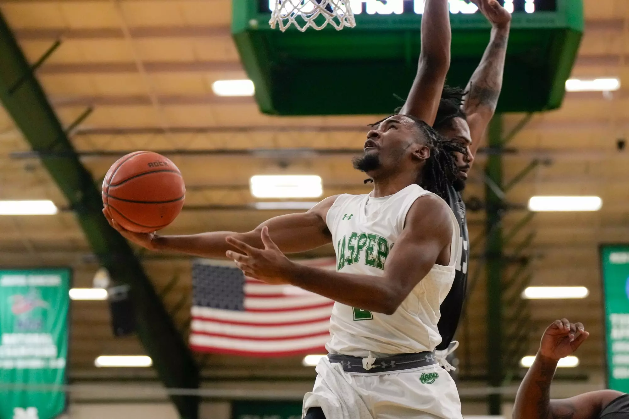 RIVERDALE, NY - NOVEMBER 16:  action during a game between the Manhattan College Jaspers and the Felician University Golden Falcons at Draddy Gymnasium on November, 16, 2023 in New York City. (Photo by Porter Binks).