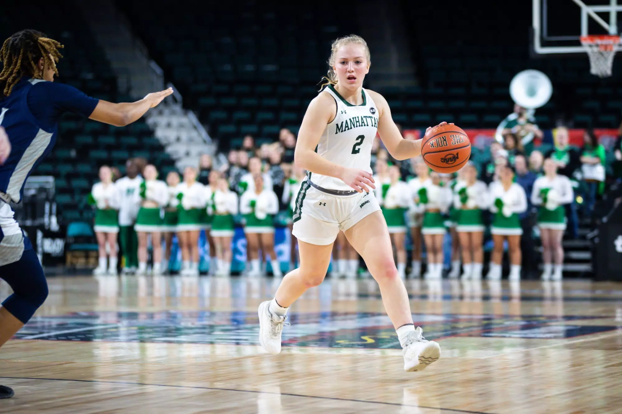 Anne Bair handles the ball